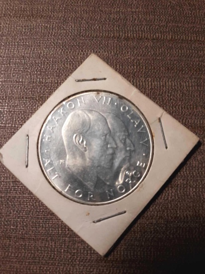 1970 Norway 25 Kroner Silver Coin