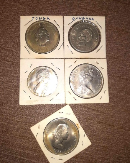 Lot of (5) Large Silver Coins