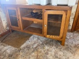 FR- Wood TV Stand with (2) Glass Doors