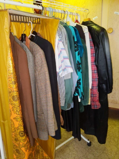 B- Rack of Clothes And Rolling Rack