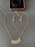 Vivir World Greek Ethos Collection Gold Earrings and Gold Necklace