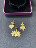 Vivir World Tibetan Peace Collection Gold Earrings and Gold Pendant