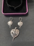 Vivir World Tibetan Peace Collection Silver Earrings and Silver Pendant