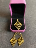 Vivir World Aztec Collection Gold Earrings and Gold Pendant