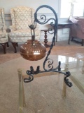 LR- Copper Pot with Wrought Iron Stand