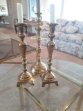 LR- (3) Brass Candle Holders