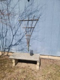 O- Concrete Bench with Owl Lantern and Trellis