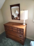 BR3- Lot of (3) Dresser, Lamp, and Mirror