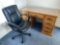 O- Oak Desk with Office Chair