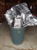 P- Garbage Can and Grey Tarp