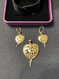 Vivir World Tibetan Peace Collection Gold Earrings and Gold Pendant