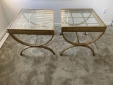 LR- Pair of Glass Top End Tables