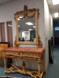 R1- Red Marble Top Console with Mirror