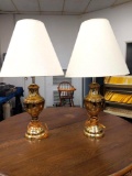R3- Pair of Gold Finished Metal Lamps