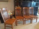 K- (4) Solid Oak Amish Made Chairs