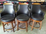 GRB- (3) Leather-Like Upholstered Swivel Counter Stools