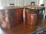 P- Pair of Copper Water Boilers with Lids