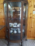 P- Antique Curved/Bowed Glass China/Curio Cabinet