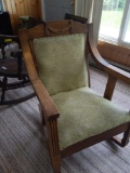 P- Upholsted Hand Carved Wood Frame Rocker