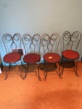 UPB2- (4) Antique Metal Chairs with Side Table