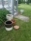 O- Pair of White Painted Concrete Urn Planters
