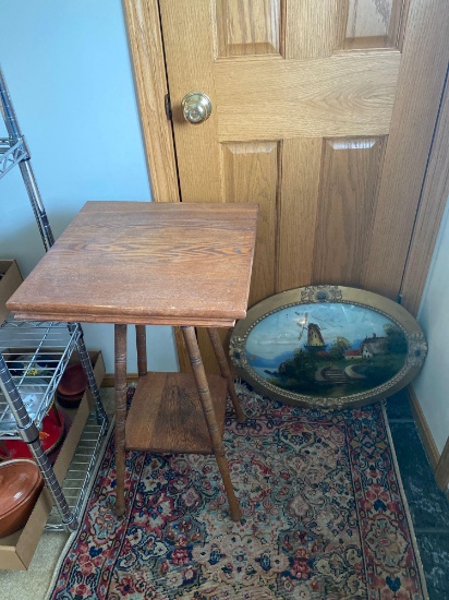 FR- Oval Framed Painting and End Table