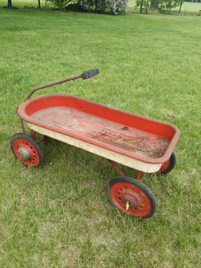 G2- Red/White Painted Steel Wagon
