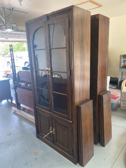 G1-Pennsylvania House Bookshelves Pair of Wood and Glass Door Cabinets