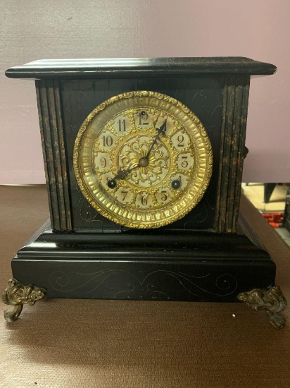 B- Black Finish Mantle Clock