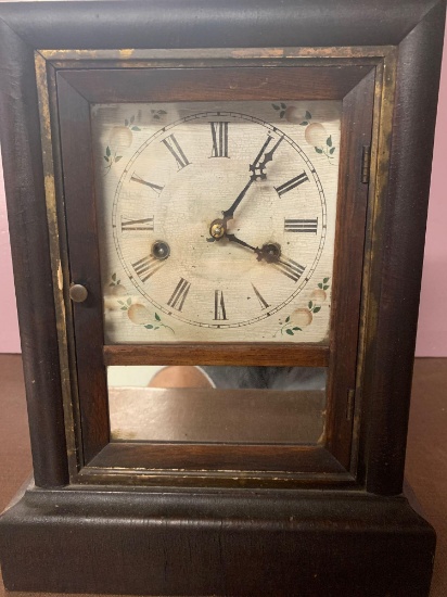 B- Tall Wood with Metal Face Mantle Clock