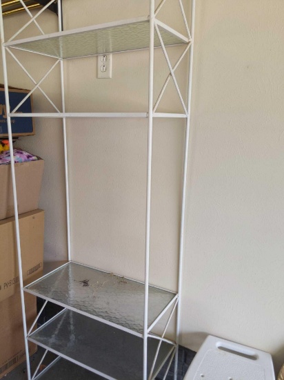 G1- Metal Shelving Unit with 5 Glass Shelves