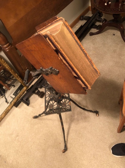 UB1-S.B. Fuller Detroit antique copper lectern with antique book