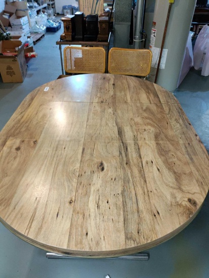 B- Wooden Table Inlcudes Wicker Chairs