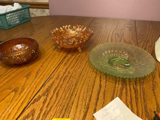 FR- (3) Carnival Glass Pieces