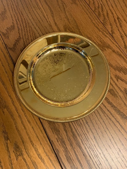 FR- Gold Plated Electroplated 23k Plate and Glass Tray