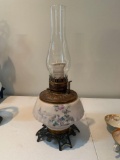 FR- Hand Painted Porcelain Oil Lamp