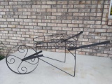 Outside - Black Metal Wheelbarrow Table