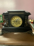 B- Waterbury Black Wood Mantle Clock