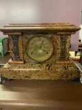 B- Faux Marble Mantle Clock