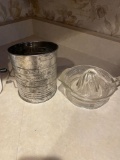 LR- Bromwell's Measuring Sifter and Antique Glass Juicer