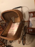 UB1- vintage whicker baby stroller