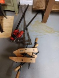 B- Two Wood Clamps, Four Metal Clamps