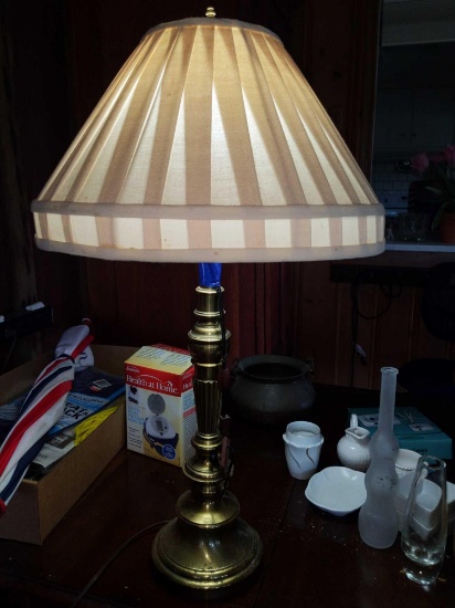 FR- Brass Lamp with Pleated Shade
