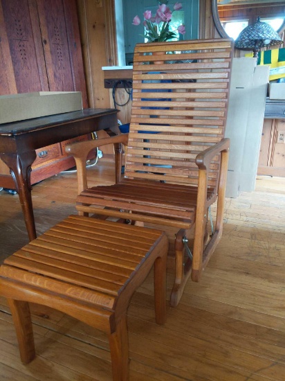 FR- Teak Glider Chair with Ottoman