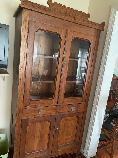 K- Wood Shelf with Glass Windows Doors