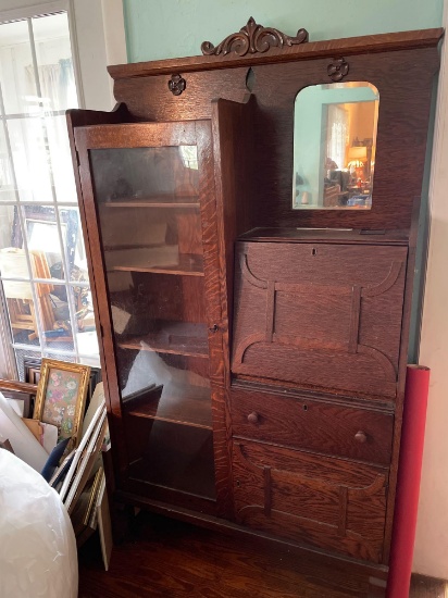 D- Antique Desk With Bookcase