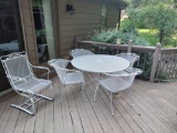 O- Wrought Iron White Table Outdoor and Chairs