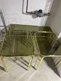 B-(3)Metal and Glass Top Brass Colored and Glass End Tables