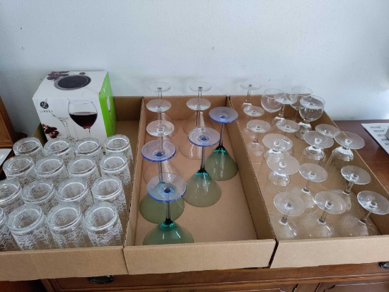 G1- (3) Boxes of Glassware