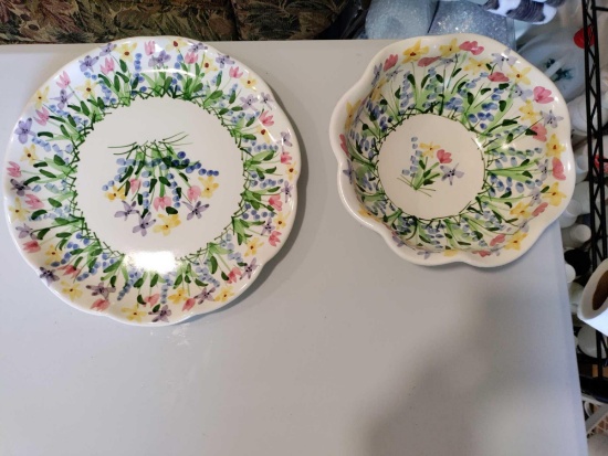 G2- Jan Pugh Floral Bowl with Plate